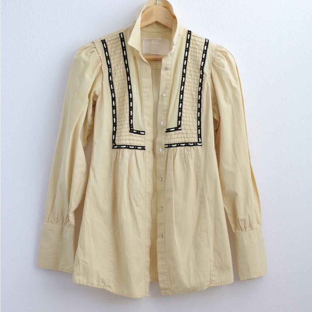 Free People Peasant Yellow Top Sz: 0